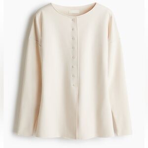 H&M Cream Button-Front Long Sleeve cardigan with defined waist